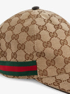 GUCCI - Monogram pattern striped trim woven Casquette