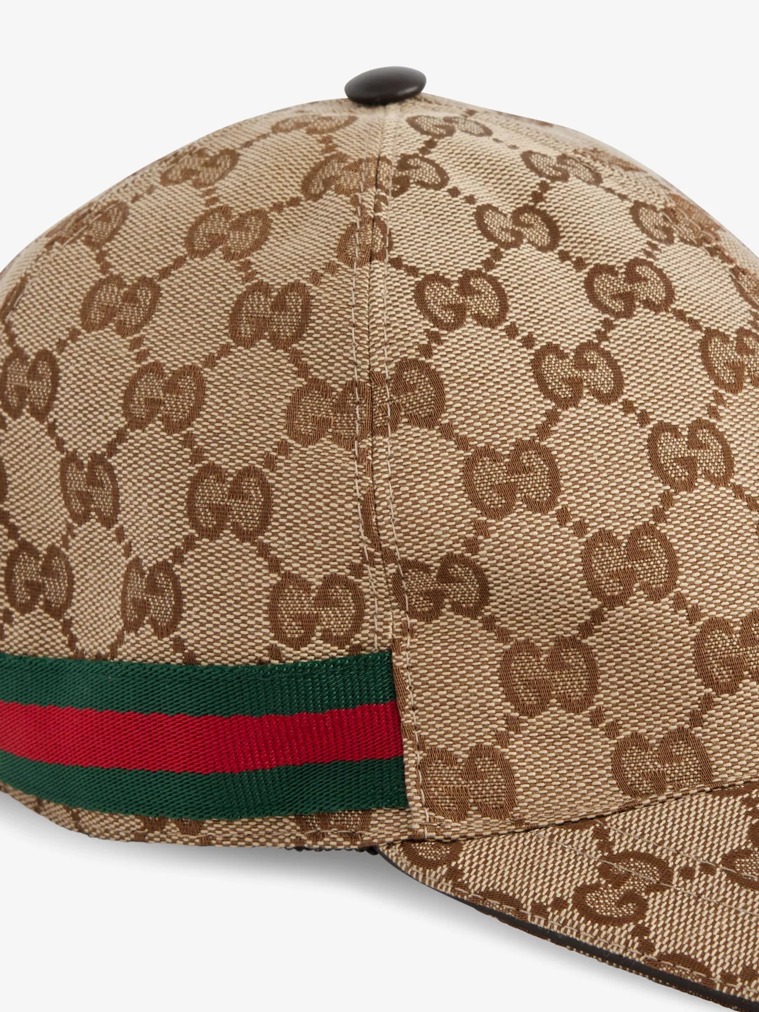 GUCCI - Monogram pattern striped trim woven Casquette