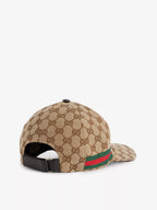 GUCCI - Monogram pattern striped trim woven Casquette