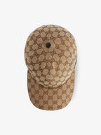 GUCCI - Monogram pattern striped trim woven Casquette